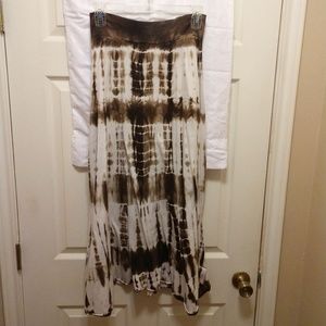 Tryst Maxi Brown Tie-Dye Skirt Size S
